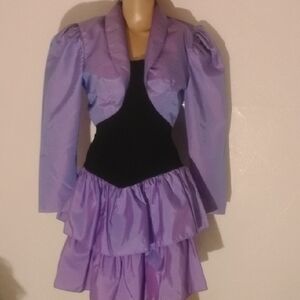 Rampage 80's Vintage Lavender Purple Black Prom Party Girl Dress Sz 5